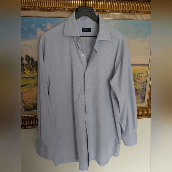 Proper Cloth Performance Blue Plaid Dress Shirt - Picture 2 of 5